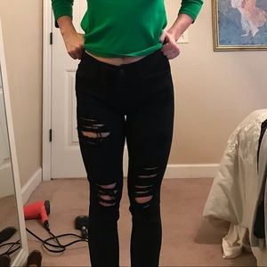 Express mid rise legging black ripped jeans